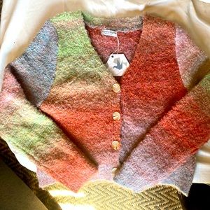 Cropped multi color cardigan, very soft. Never worn